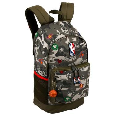 Imagem de Mochila Escolar Juvenil Infantil Nba Oficial Sestini Verde Camuflado