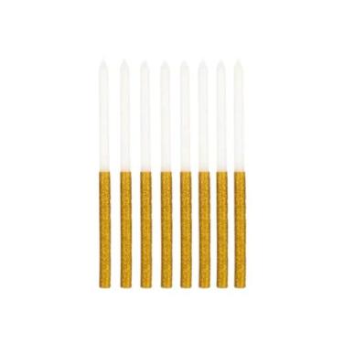 Imagem de Vela palito metade glitter dourado c/6 unidades - no-brand