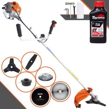 Imagem de Cortador de Grama À Gasolina Vulcan VR430-P 43cc 1,7HP Completo C/ Guidão Antivibração Kit 4 Lâminas + Carretel Nylon + Escova de Aço + ÓLEO TOYAMA 2T