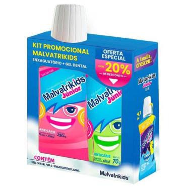 Imagem de Kit Solução Bucal 250ml + Gel Dental Malvatrikids Infantil 70g