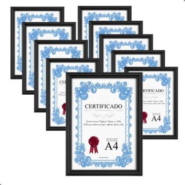 Imagem de Kit 10 Moldura Quadro A4 20x30 Porta Certificado Diploma Foto P/ Pared