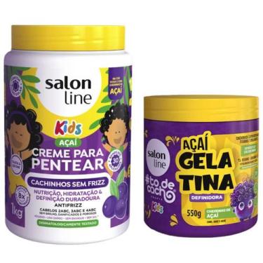 Imagem de Kit Kids Açaí com Creme Cachinhos Sem Frizz 1Kg e Gelatina Definidora 