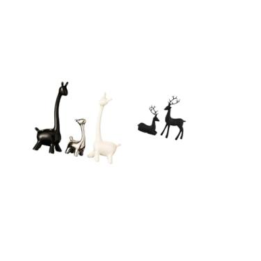 Imagem de Fenteer Conjunto Moderno de Estatuetas de Girafa de Cerâmica E Veado de Resina, Escultura Criativa de Animal, Peça Central para Mesa, Escritório, Sala de Esta