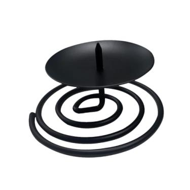 Imagem de Fenteer Suporte de vela de metal, candelabro, ornamento estável, suporte de vela, de castiçal para decoração de mesa de jantar, festa, jantar, decoração de, Preto