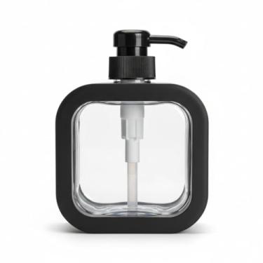 Imagem de Dispenser Porta Sabonete Líquido 320ml Transparente Recarregável Multiuso Para Banheiro Cozinha Lavabo – Frasco Pump Para Shampoo Detergente e Álcool Gel (Preto)