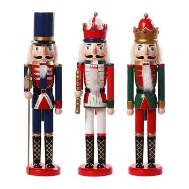 Imagem de oshhni 3x Quebra-nozes de madeira de Natal, boneco de quebra-nozes de madeira (36 cm de altura), ornamento de decoração de Natal para presente de feriado,