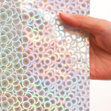 Imagem de Ga-Geetopia Cortina de chuveiro holográfica 3D EVA com círculo, 182 x 182 cm, cortina de chuveiro de plástico transparente premium de peso médio com ilhós de metal à prova de ferrugem para box de