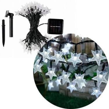 Imagem de Pisca Cordão Estrelas Solar Externo Jardim 5m 20leds Branco - Gici Dec