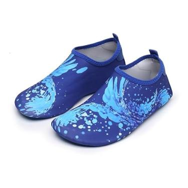 Imagem de Sapatos aquáticos para homens e mulheres, meias aquáticas de secagem rápida, Gota azul, 9-10 Women/8-9 Men