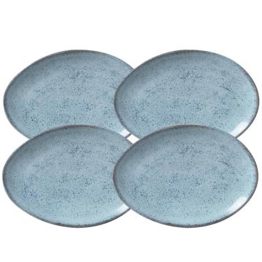 Imagem de Jogo De Pratos Raso 31Cm 4 Peças Oval Orgânico Breeze Azul