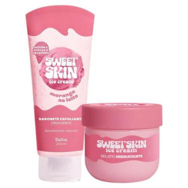 Imagem de Kit Dailus Sweet Skin Ice Cream Morango Ao Leite: Sabonete Esfoliante 