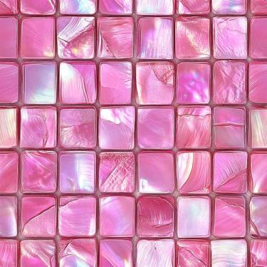 Imagem de HOMETITUTE 20 peças de adesivos de azulejo brilhante pérola rosa descasque e cole azulejos decorativos 10 x 10 cm à prova d'água adesivos removíveis adesivos de parede para banheiro cozinha backsplash