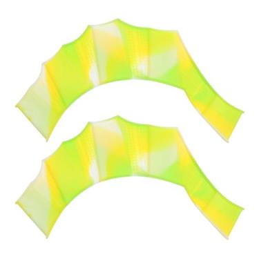 Imagem de Luvas de natação de silicone, 1 par de luvas de natação com teias tipo sapo de dedo, resistência à água, quilhas de remo para treinamento aquático, tom verde, P