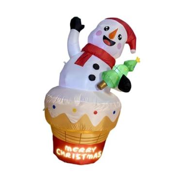 Imagem de Baoblaze Decoração de boneco de neve inflável de Natal com plugue americano, à prova de vento, iluminação de feriado, luzes LED embutidas, decoração de quintal
