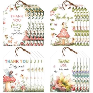 Imagem de 120 etiquetas de presente de cogumelo de fada borboleta presente de agradecimento com cordão comemorar etiquetas de presente de papel etiquetas pastel para presentes de aniversário, convites de