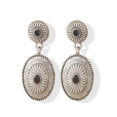 Imagem de Brincos femininos com pingente de pedra quadrada turquesa – Brincos de gancho banhados – Joias modernas para uso casual e formal, Medium, Latão, Sem pedra preciosa