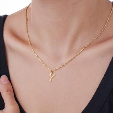 Imagem de Um colar com pingente inicial de prata esterlina, elegante colar com pingente personalizado com cristal para moda feminina e ocasiões de presente, F, Aço inoxidável, Sem Pedra Preciosa