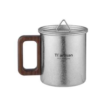 Imagem de Ti artisan Caneca de acampamento copo de titânio caneca de café ultraleve copo de água jateamento portátil anti-queimadura copo de café 300 ml/450 ml (300 ml))