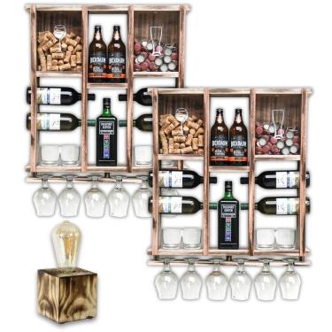 Imagem de Kit 2 Adegas Rústicas Delenha Decor + Luminária