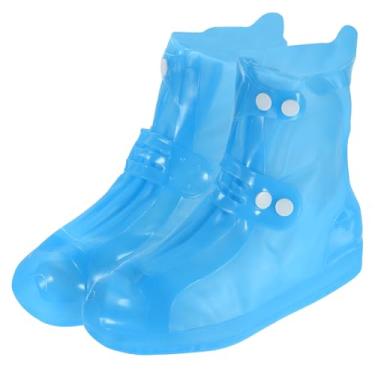 Imagem de HARFINGTON Capa impermeável para sapatos 3GG (EUA 9) antiderrapante reutilizável galochas protetores de sapato de chuva com fivela dupla para homens mulheres chuva ao ar livre, azul
