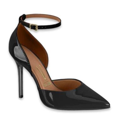 Imagem de Scarpin Feminino Vizzano Salto Alto Agulha Brilho 1421.116, Preto vern