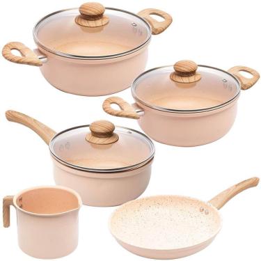 Imagem de Jogo Panelas Indução Antiaderente Cerâmica Chef 5 Peças Lyor