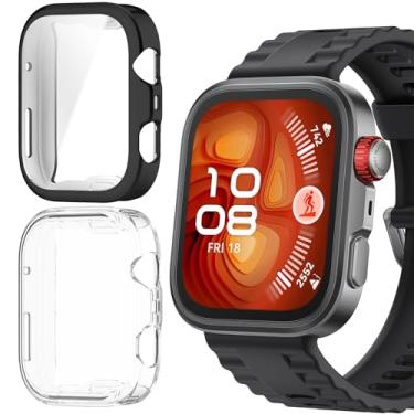 Imagem de HAOZHI 2Peças Película Protetora Compatível com Huawei Watch Fit 4 Pro,Capa Bumper Case de TPU para Huawei Watch Fit 4 Pro Protetor de Tela (Preto+Transparente)