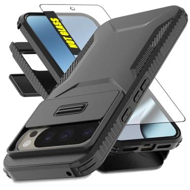 Imagem de AWZHYDT Capa para Google Pixel 10 Pro XL e 9 Pro XL | Capa de câmera deslizante integrada e protetor de tela [2 em 1] Capas protetoras resistentes à prova de choque (6,8 polegadas/preto)