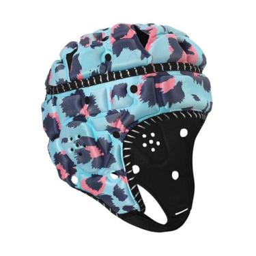 Imagem de Zxpjkyu Capacete de Rugby, Capacete de Futebol Americano, Boné Esportivo para Meninos E Meninas, para Jogos, com Bandeira, Boné de Goleiro de Futebol American, Azul Roxo
