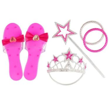 Imagem de Kit Princesa Rosa Fantasia Infantil - Festas e Fantasias