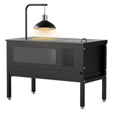 Imagem de HAYOHRT Caixa de chocadeira de frango em pé para pintinhos com suporte de lâmpada e bandeja de coleção removível acomoda até 15 pintinhos, ideal para galinhas, patos, codornizes, hamsters, lagartos