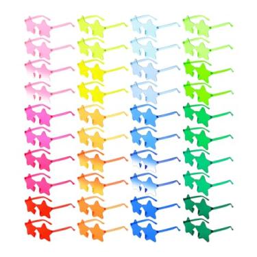 Imagem de Matcheck Pacote com 20/40 óculos de sol coloridos sem aro em forma de coração/estrela, cor doce, óculos sem moldura, para adultos, 40 estrelas, Medium