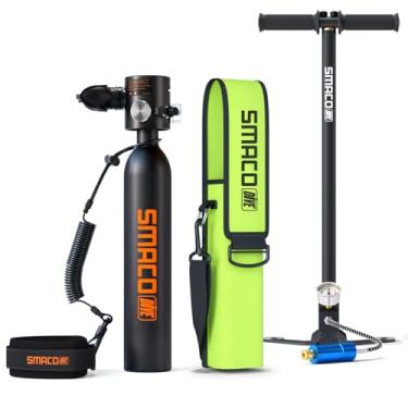 Imagem de SMACO Cilindros E Tanques de Mergulho com Bomba Manual Mini Cilindros de Mergulho Garrafa Pony de 0,5 L Suporta Cerca de 6 Minutos Respiração Subaquática Cilindros de Mergulho para Prática de Mergulho