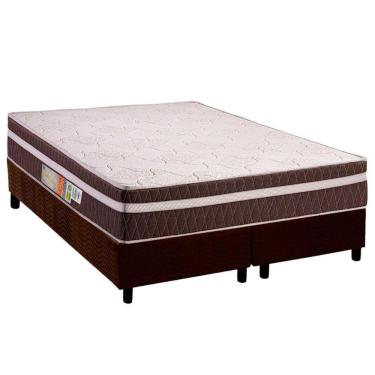 Imagem de Conjunto Box Queen: Colchão Anatômico Polar D28 Orthoface Vip Brown + Base Crc Suede Brown (158x198)