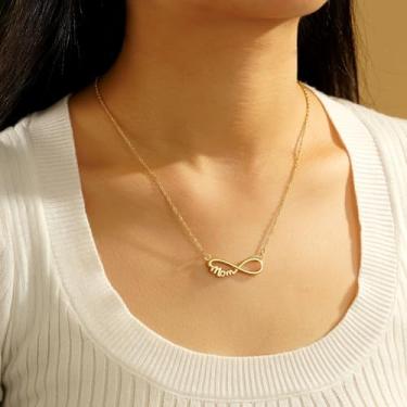 Imagem de Colar feminino banhado a ouro 14 K – delicado infinito mãe, hipoalergênico personalizado, não mancha, presente de aniversário de Natal, joias modernas, 18"+2", Latão, Sem Pedra Preciosa