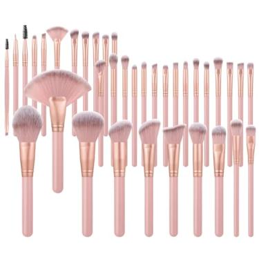 Imagem de 36 pincéis de maquiagem macios ao toque, pincel de maquiagem em pó, pincel de blush, pincel de sombra para maquiagem diária no rosto