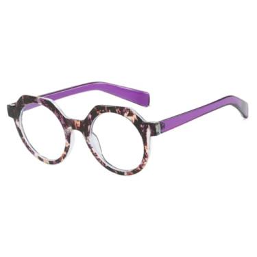 Imagem de Óculos de sol femininos de luxo, estilo polígono, retrô, redondo, masculino, para atividades ao ar livre, viagem, pesca, UV400 (flor roxa, transparente)