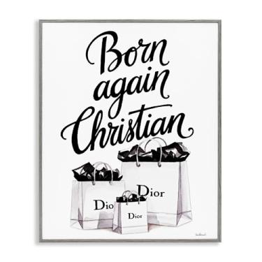 Imagem de Stupell Industries Arte giclée emoldurada branca de sacolas de compras e cristãs, design por Amanda Greenwood, 76 x 61 cm