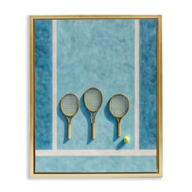 Imagem de Stupell Industries Arte de parede em tela flutuante com moldura dourada trio de raquete de tênis, design por Franklyn Gregory, 78 x 63 cm