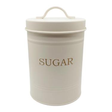 Imagem de Pote Lata De Armazenamento Multiuso Com Tampa 15Cm X 11Cm Ideal Para Café Açúcar Chá Mantimentos Cozinha Organização E Conservação (Açucar)