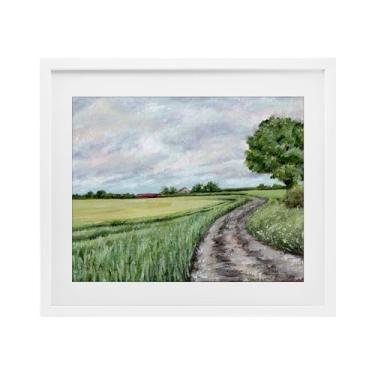Imagem de Stupell Industries Impressão emoldurada branca sinuosa de estradas country sob vidro, design de Leah Noel Art, 13 x 16