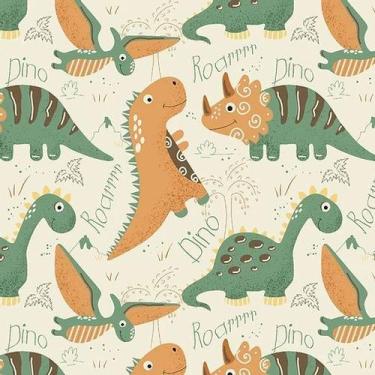 Imagem de Tecido Tricoline Dinos Terra - Fuxicos e Fricotes - 50 cm de largura x