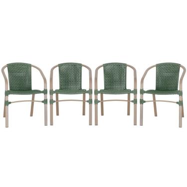 Imagem de 04 Cadeiras Floripa Aluminio Pintura Fendi Trama Original Verde
