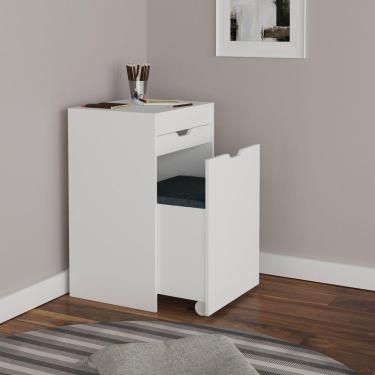 Imagem de Penteadeira Compacta Com Espelho 1 Gaveta E Puff Branco