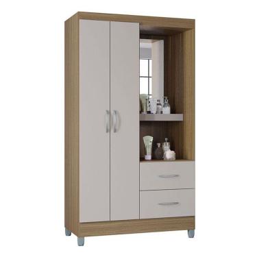 Imagem de Guarda Roupa Solteiro Cordoba 2 Portas Castanho Off White – Poquema