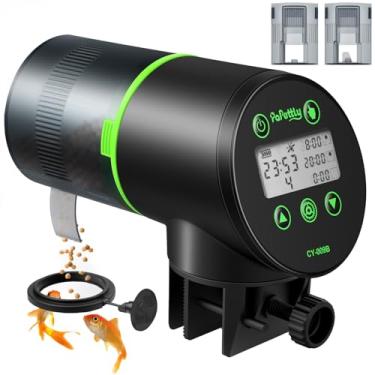Imagem de Alimentador automático de peixes para aquário, alimentador automático de peixes com visor LCD e anel de alimentação, alimentador automático à prova de umidade com temporizador, alimentador de férias