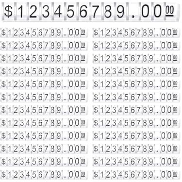 Imagem de Vicenpal Suporte de etiqueta de exibição de etiqueta de preço ajustável com cubos de letras e números, blocos de etiquetas de preços para varejo, joias e preços de loja (transparente com preto)