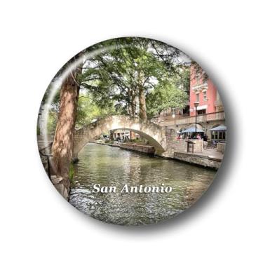 Imagem de Texas San Antonio River Walk Ímã de geladeira adesivo de vidro cristal 3D ímãs de geladeira viagem cidade de San Antonio lembrança colecionáveis presentes decoração de geladeira