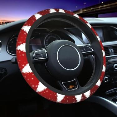 Imagem de Capa de volante de árvore de Natal para mulheres e homens - Capa de volante de flocos de neve antiderrapante neoprene 38 cm capa protetora universal acessórios de carro capa protetora para veículo
