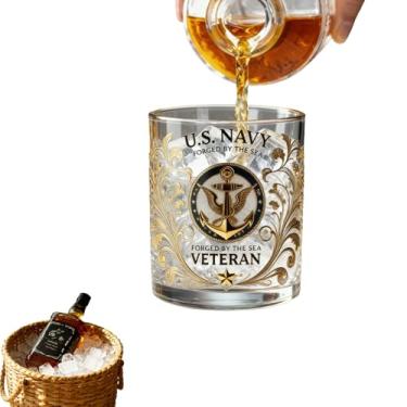 Imagem de Vidro de homenagem a veteranos, vidro de homenagem a veteranos personalizado, presente de decoração patriótica para veterinário militar, presente de aniversário para pai (e)